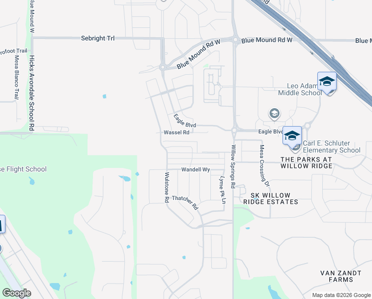 map of restaurants, bars, coffee shops, grocery stores, and more near 11621 Willow Springs Road in Haslet