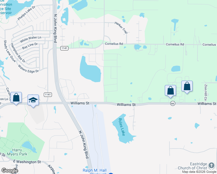 map of restaurants, bars, coffee shops, grocery stores, and more near 1936 Hyw66 in Rockwall