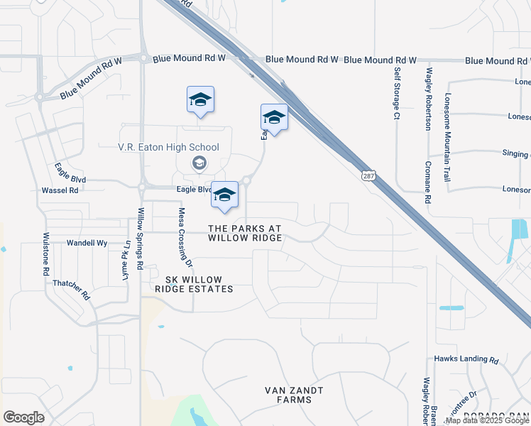 map of restaurants, bars, coffee shops, grocery stores, and more near 1140 Crest Breeze Drive in Haslet