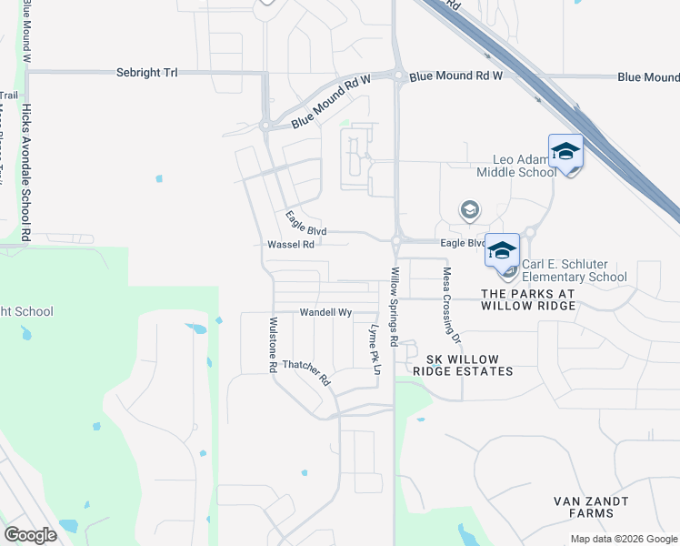 map of restaurants, bars, coffee shops, grocery stores, and more near 11621 Willow Springs Road in Haslet