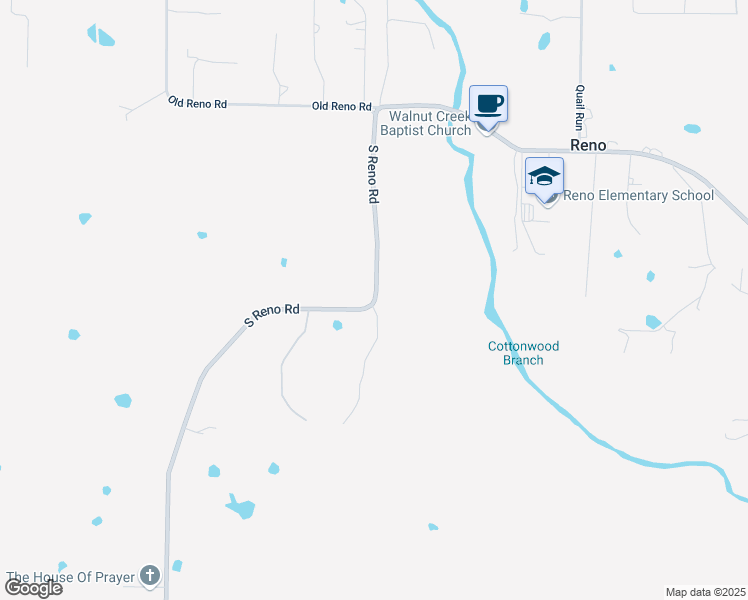 map of restaurants, bars, coffee shops, grocery stores, and more near 423 South Reno Road in Springtown