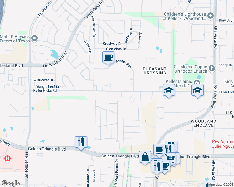 map of restaurants, bars, coffee shops, grocery stores, and more near 3010 Keller Hicks Road in Fort Worth