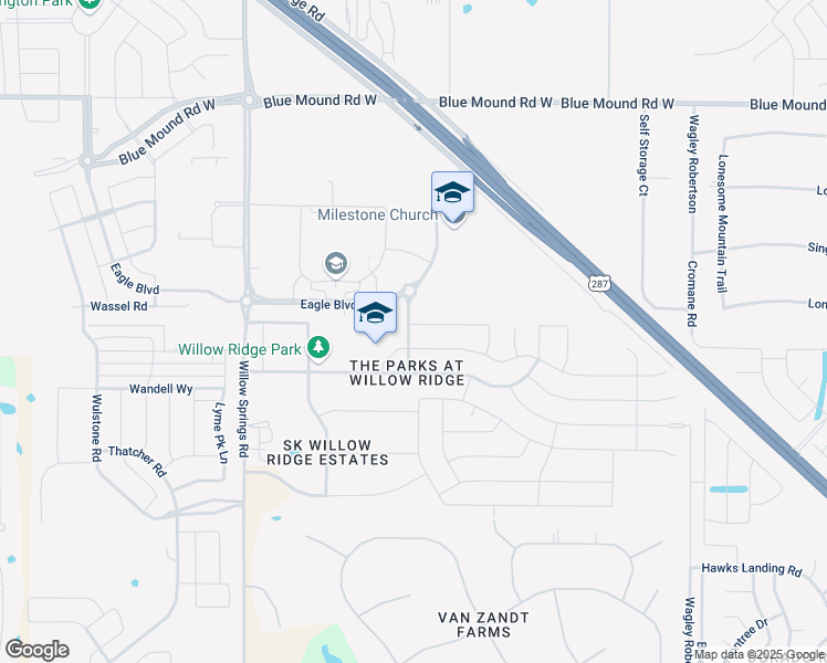 map of restaurants, bars, coffee shops, grocery stores, and more near 1169 Crest Meadow Drive in Haslet