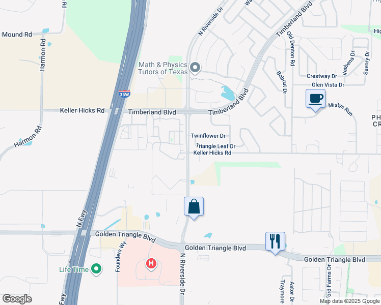 map of restaurants, bars, coffee shops, grocery stores, and more near 2472 Keller Hicks Road in Fort Worth