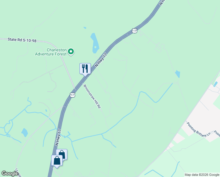 map of restaurants, bars, coffee shops, grocery stores, and more near 5135 Martin George Lane in Awendaw
