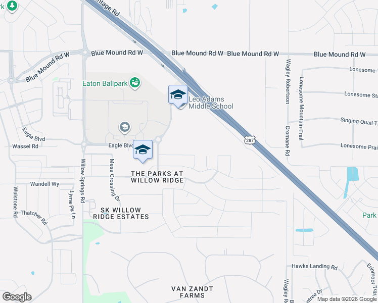 map of restaurants, bars, coffee shops, grocery stores, and more near 1112 Crest Meadow Drive in Haslet