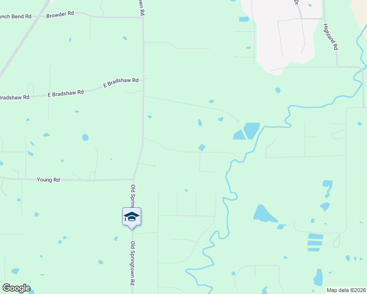 map of restaurants, bars, coffee shops, grocery stores, and more near 123 Hunter Ridge Lane in Springtown