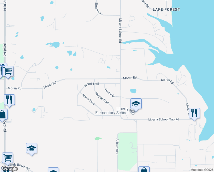 map of restaurants, bars, coffee shops, grocery stores, and more near 913 Wood Trail in Azle
