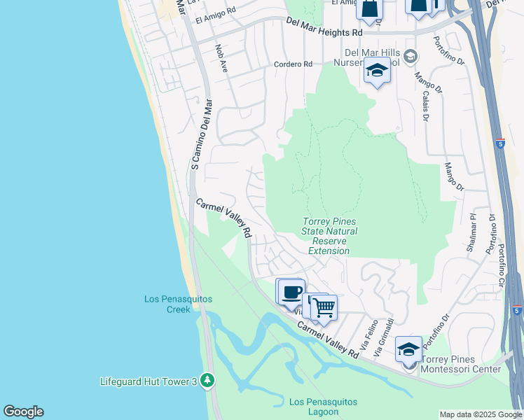 map of restaurants, bars, coffee shops, grocery stores, and more near 13208 Caminito Mar Villa in Del Mar
