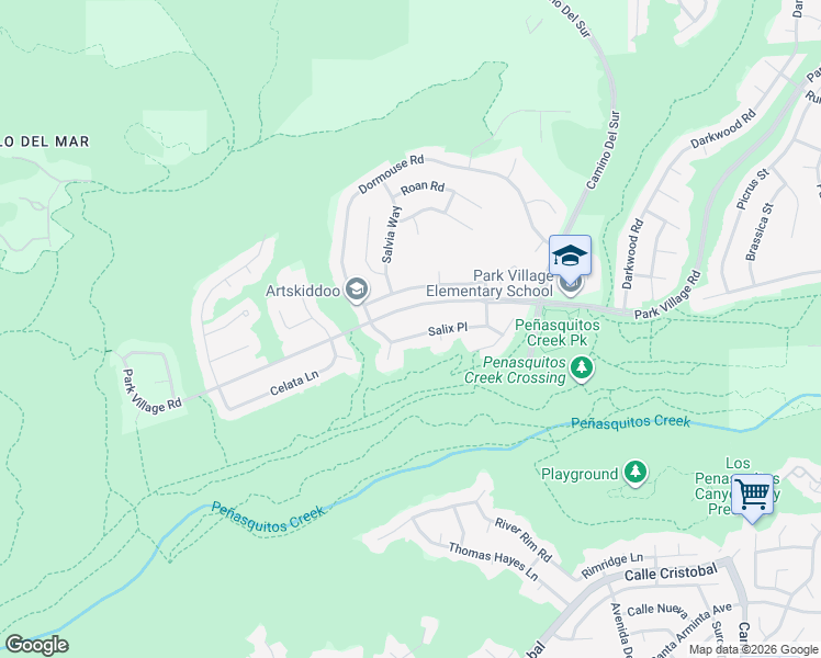 map of restaurants, bars, coffee shops, grocery stores, and more near 7648 Salix Place in San Diego