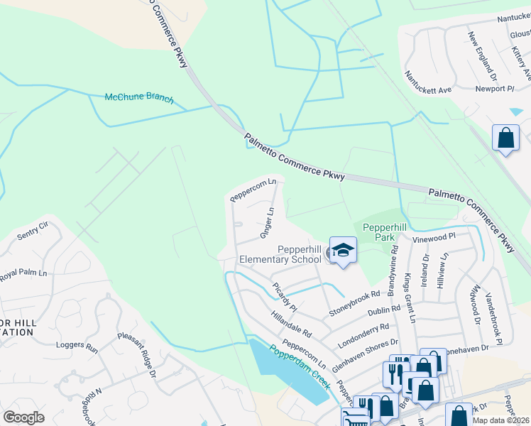 map of restaurants, bars, coffee shops, grocery stores, and more near 7809 Ginger Lane in North Charleston