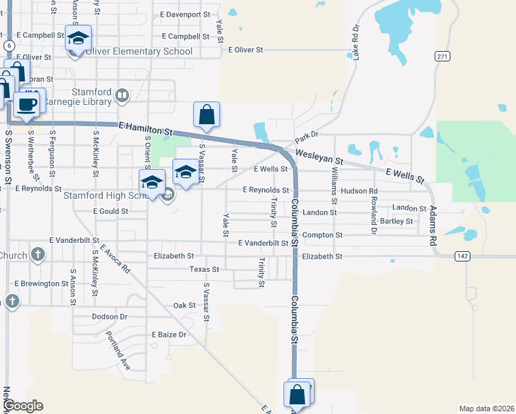 map of restaurants, bars, coffee shops, grocery stores, and more near 1023 Symonds Place in Stamford