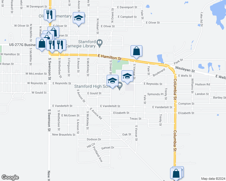 map of restaurants, bars, coffee shops, grocery stores, and more near 507 South Orient Street in Stamford