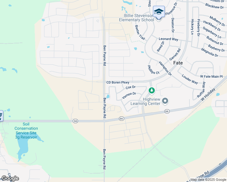 map of restaurants, bars, coffee shops, grocery stores, and more near 612 Kearley Drive in Rockwall