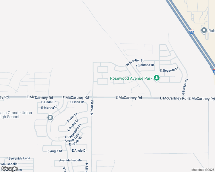 map of restaurants, bars, coffee shops, grocery stores, and more near 1548 East Chaparral Place in Casa Grande
