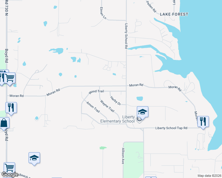 map of restaurants, bars, coffee shops, grocery stores, and more near 913 Wood Trail in Azle