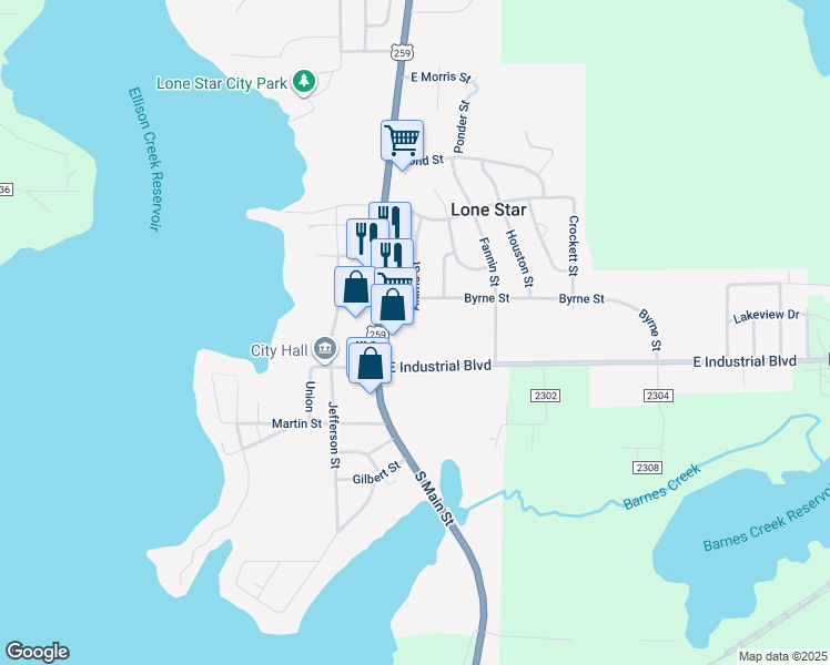 map of restaurants, bars, coffee shops, grocery stores, and more near 147 Alamo Street in Lone Star