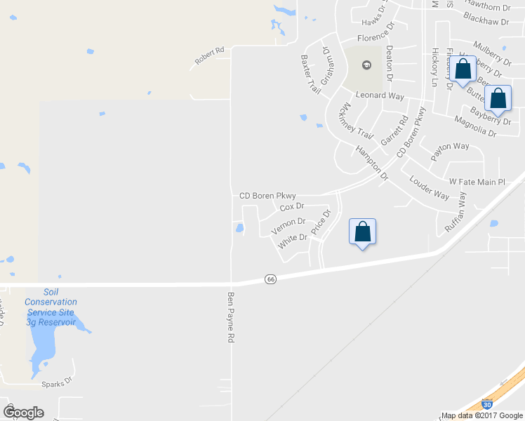 map of restaurants, bars, coffee shops, grocery stores, and more near 612 Kearley Drive in Rockwall