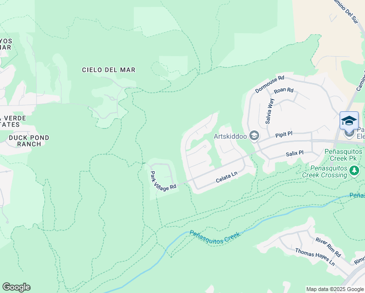 map of restaurants, bars, coffee shops, grocery stores, and more near 12222 Mannix Road in San Diego