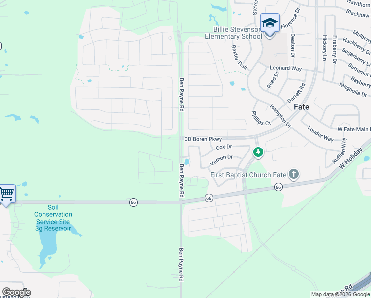 map of restaurants, bars, coffee shops, grocery stores, and more near 609 Collins Lane in Rockwall