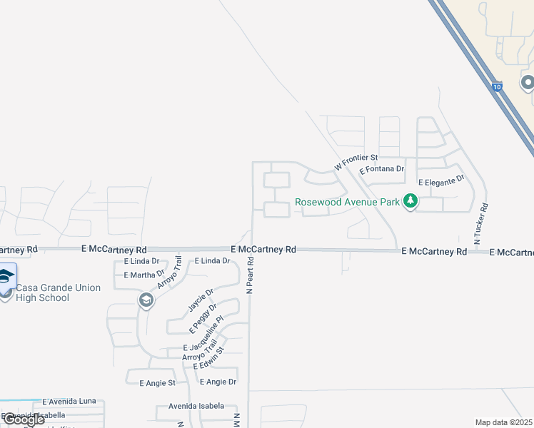 map of restaurants, bars, coffee shops, grocery stores, and more near 1518 East Chaparral Place in Casa Grande