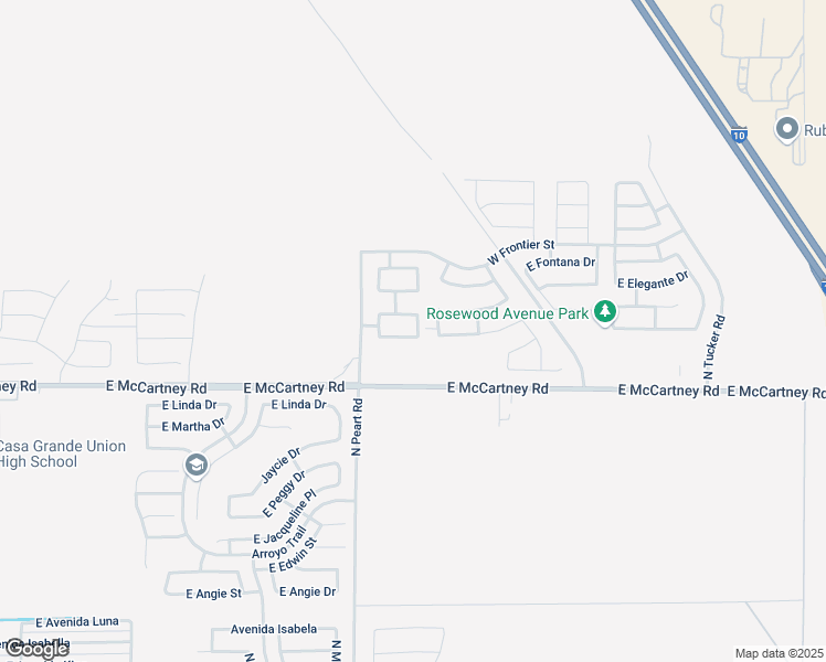 map of restaurants, bars, coffee shops, grocery stores, and more near 1548 East Chaparral Place in Casa Grande