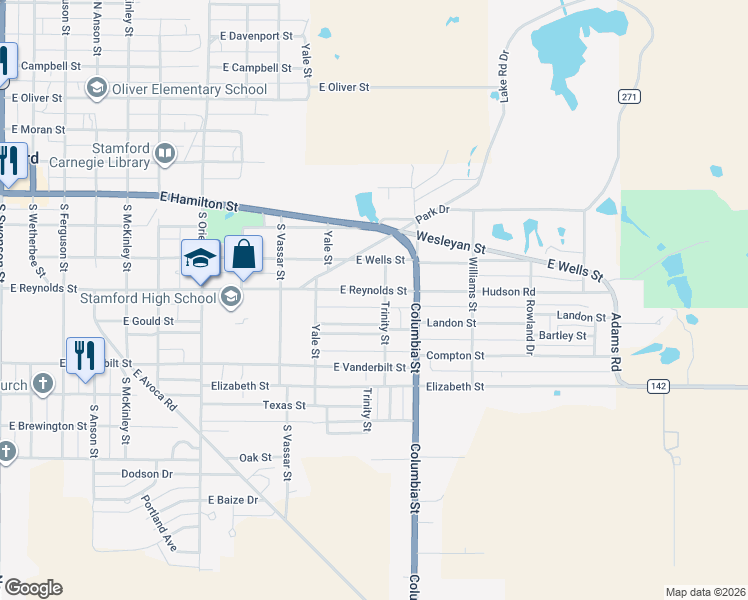 map of restaurants, bars, coffee shops, grocery stores, and more near 1023 Symonds Place in Stamford