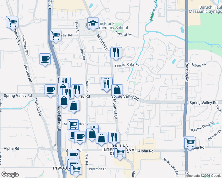 map of restaurants, bars, coffee shops, grocery stores, and more near in Dallas