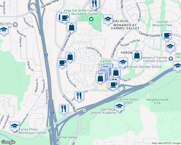 map of restaurants, bars, coffee shops, grocery stores, and more near 3928 Caminito Del Mar Cove in San Diego