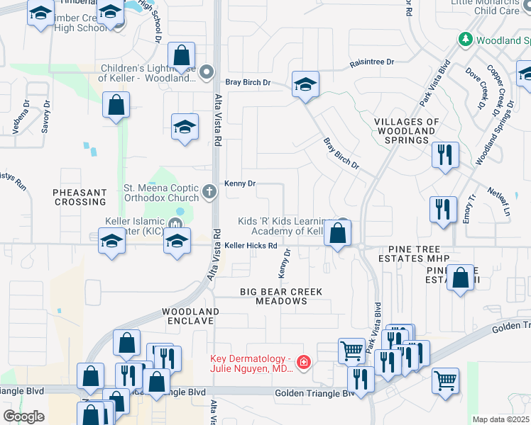 map of restaurants, bars, coffee shops, grocery stores, and more near 11529 Maddie Avenue in Fort Worth
