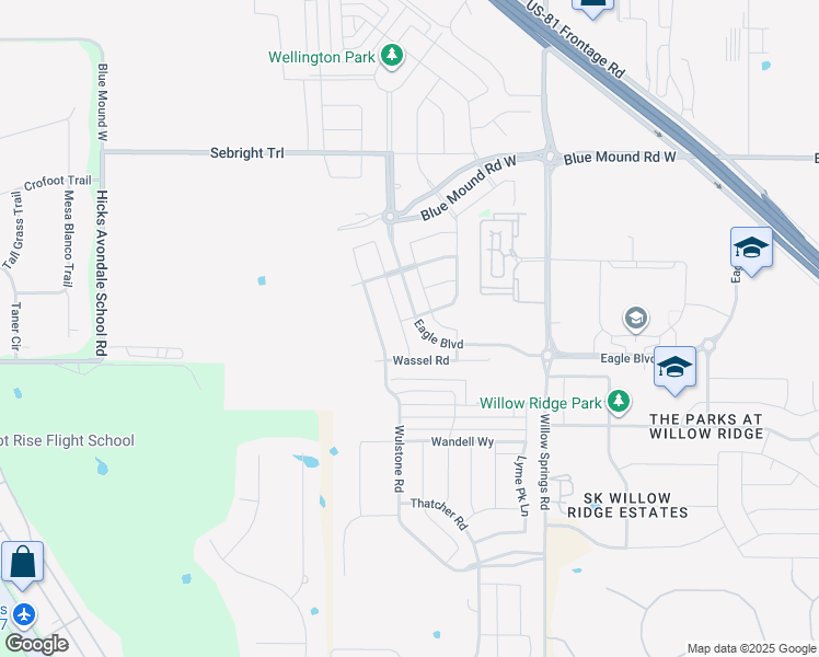 map of restaurants, bars, coffee shops, grocery stores, and more near 1801 Wassel Road in Haslet