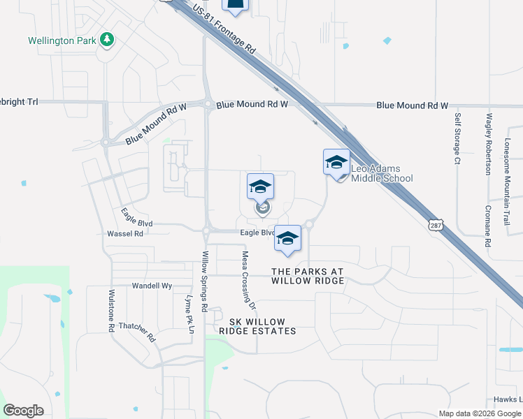 map of restaurants, bars, coffee shops, grocery stores, and more near 1350 Eagle Boulevard in Fort Worth