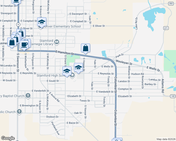map of restaurants, bars, coffee shops, grocery stores, and more near 906 East Wells Street in Stamford