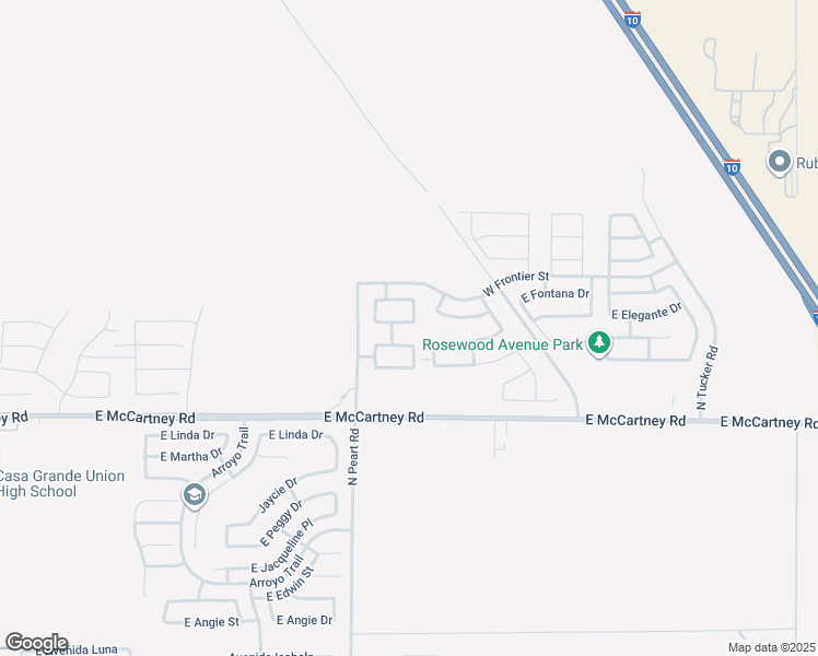 map of restaurants, bars, coffee shops, grocery stores, and more near 1547 East Elegante Drive in Casa Grande