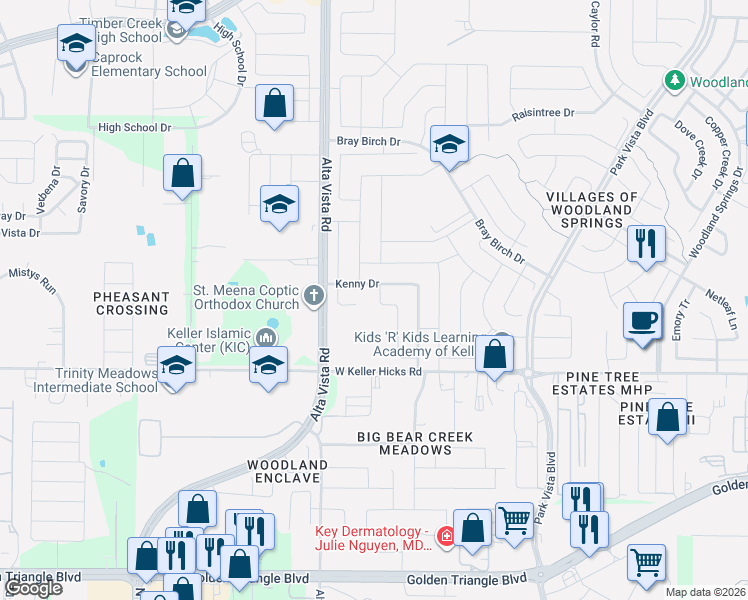 map of restaurants, bars, coffee shops, grocery stores, and more near 11653 Maddie Avenue in Fort Worth
