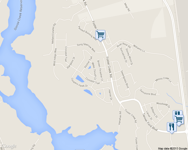 map of restaurants, bars, coffee shops, grocery stores, and more near 7314 Water Thrush Ct in Hanahan