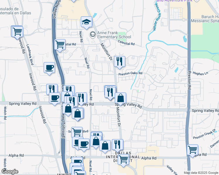 map of restaurants, bars, coffee shops, grocery stores, and more near in Dallas