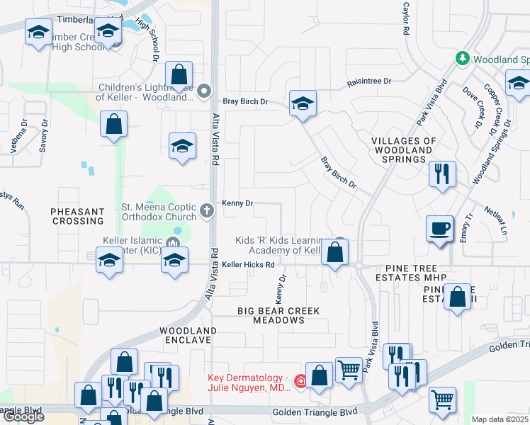 map of restaurants, bars, coffee shops, grocery stores, and more near 11624 Maddie Avenue in Fort Worth