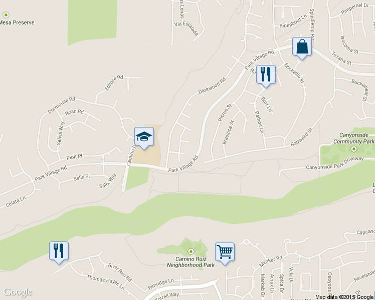 map of restaurants, bars, coffee shops, grocery stores, and more near 8170 Borzoi Way in San Diego