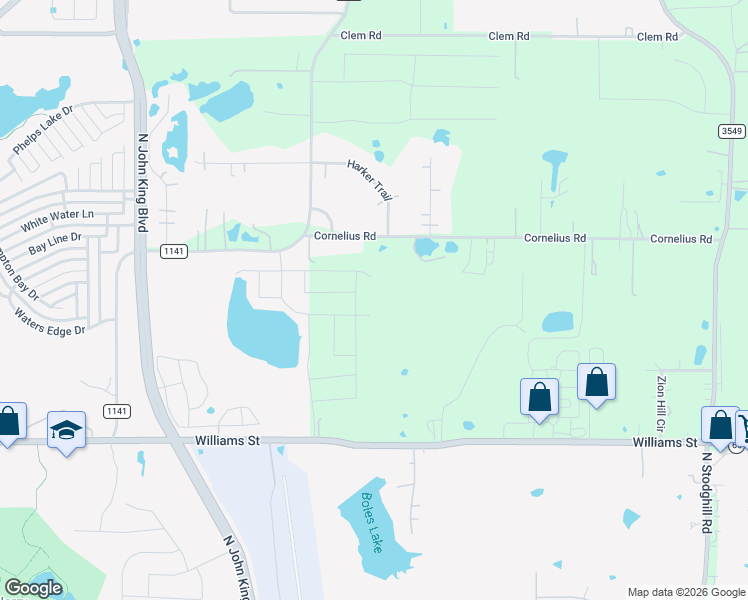 map of restaurants, bars, coffee shops, grocery stores, and more near 291-333 Cornelius Road in Rockwall