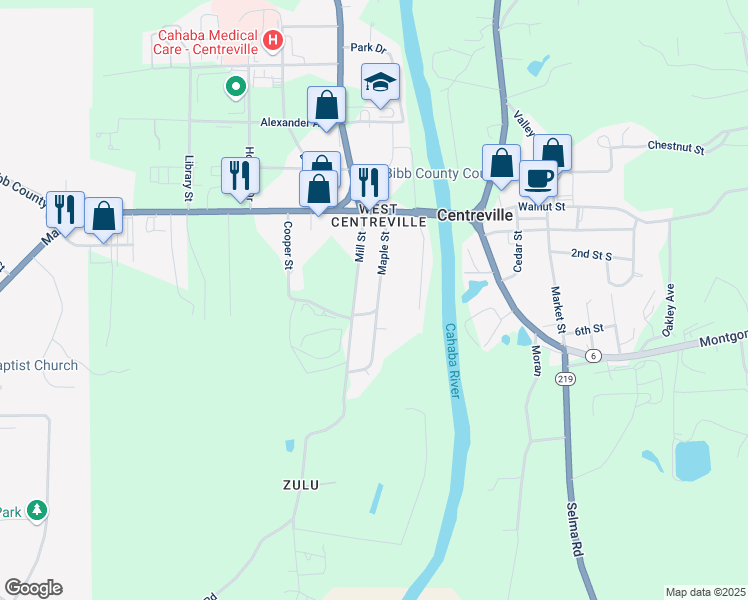 map of restaurants, bars, coffee shops, grocery stores, and more near 214 Maple Street in Centreville