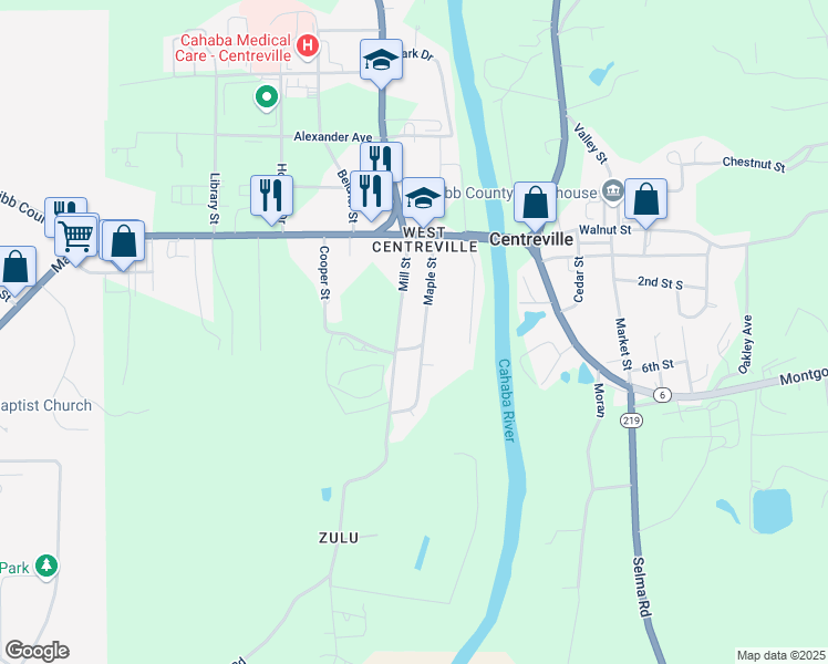map of restaurants, bars, coffee shops, grocery stores, and more near 214 Maple Street in Centreville