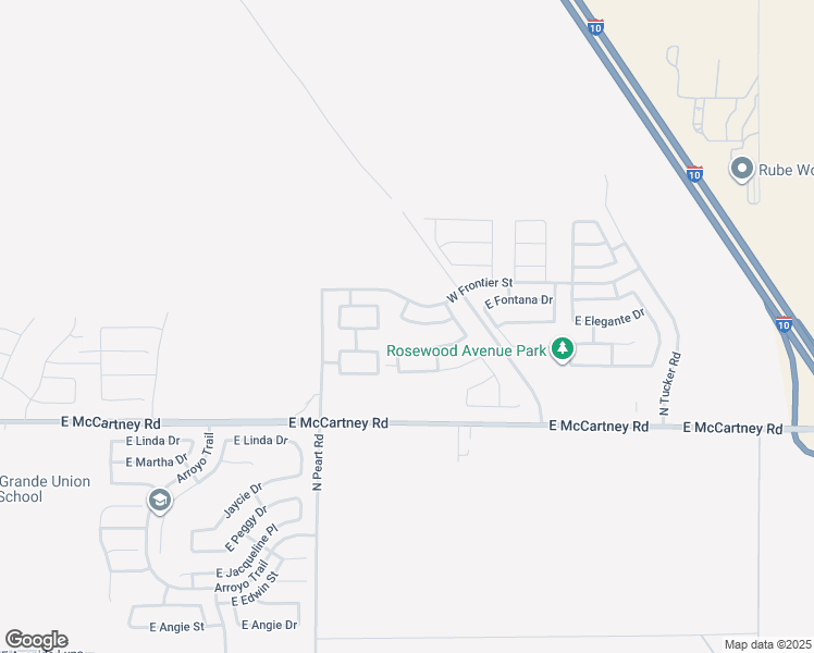 map of restaurants, bars, coffee shops, grocery stores, and more near 1575 East Elegante Drive in Casa Grande