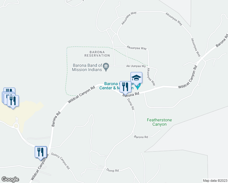 map of restaurants, bars, coffee shops, grocery stores, and more near 1076 Barona Road in Lakeside
