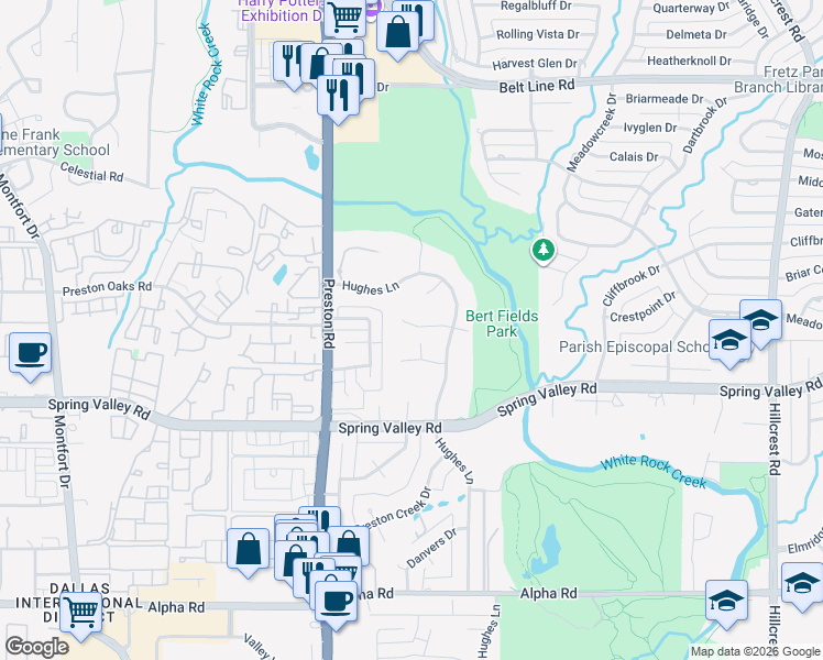 map of restaurants, bars, coffee shops, grocery stores, and more near in Dallas