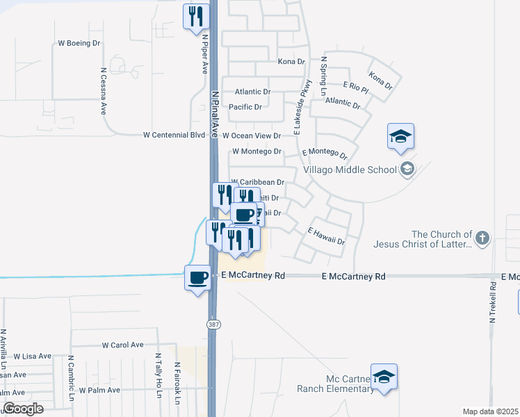 map of restaurants, bars, coffee shops, grocery stores, and more near 2876 North Pinal Avenue in Casa Grande