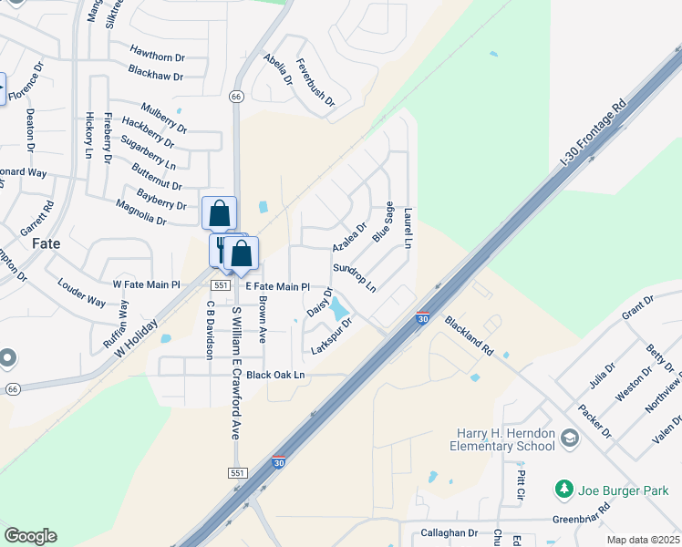 map of restaurants, bars, coffee shops, grocery stores, and more near 101 Daisy Drive in Rockwall
