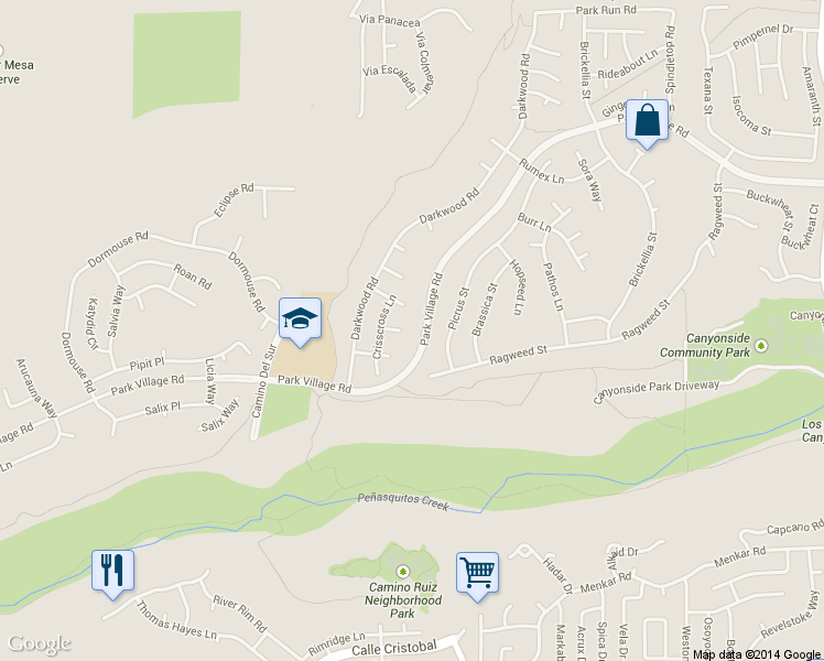 map of restaurants, bars, coffee shops, grocery stores, and more near 8170 Borzoi Way in San Diego