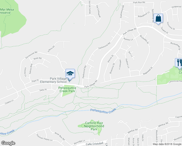 map of restaurants, bars, coffee shops, grocery stores, and more near 8238 Guppy Court in San Diego