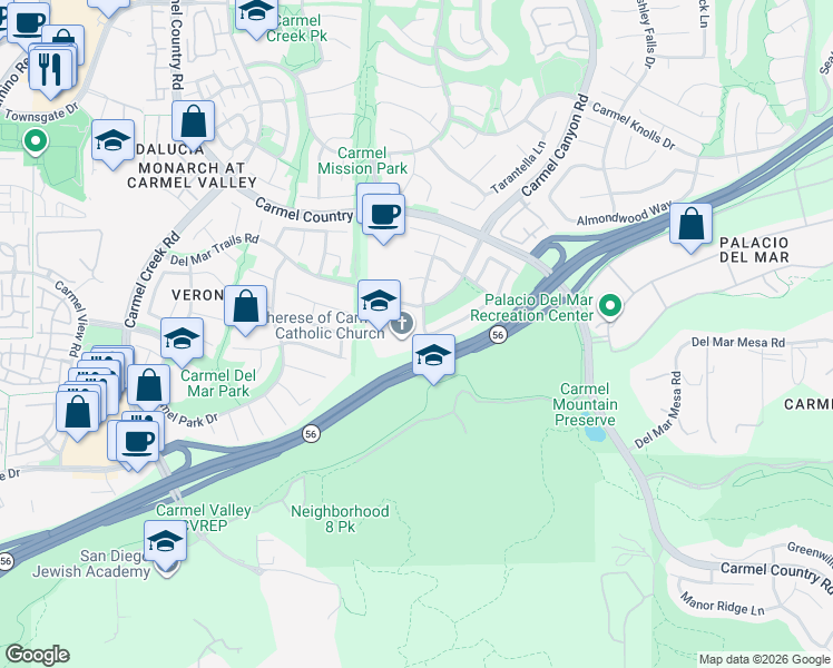 map of restaurants, bars, coffee shops, grocery stores, and more near 4505 Da Vinci Street in San Diego